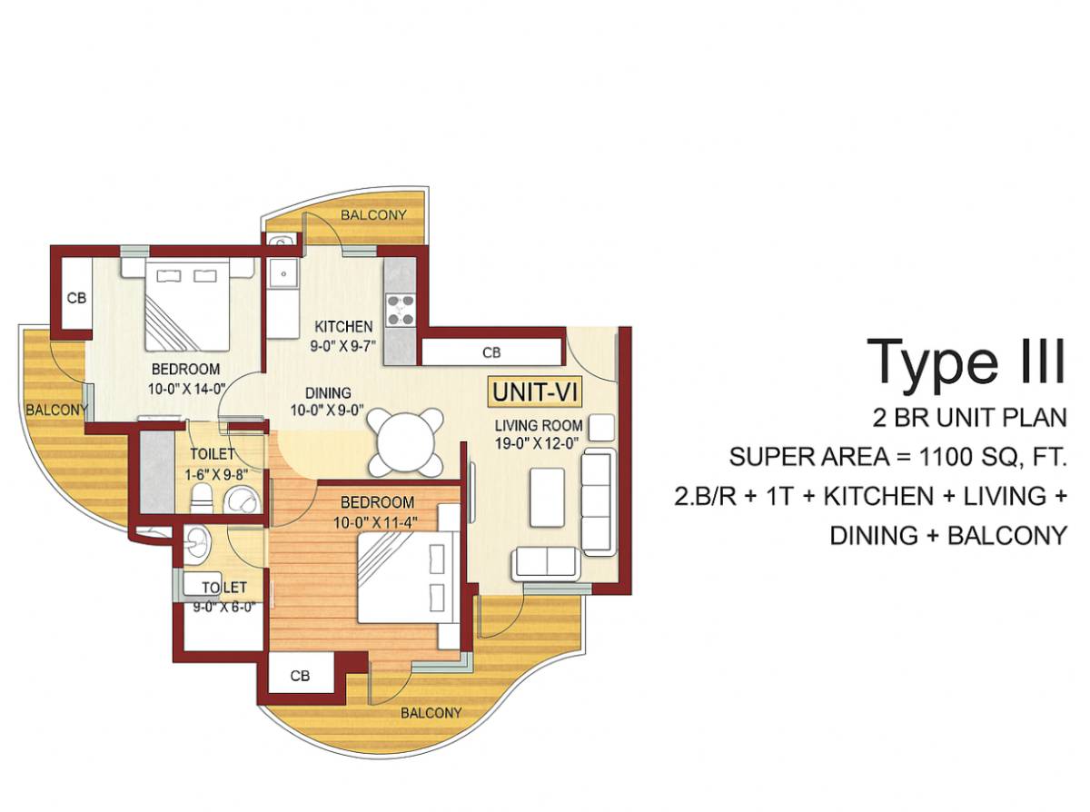102.19 Sq.m (1100 Sq.Ft)