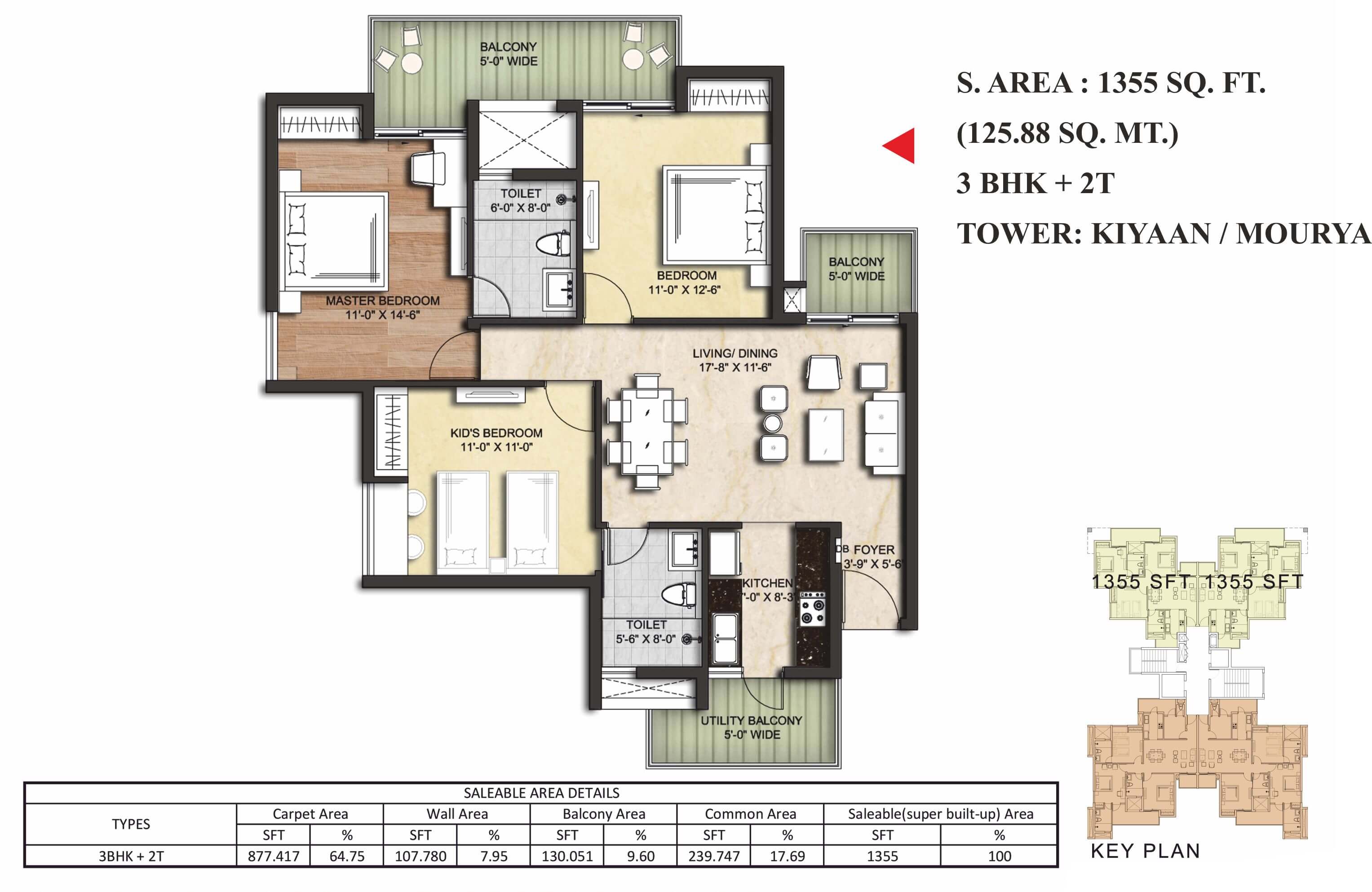 125.88 Sq.m (1355 Sq.Ft)