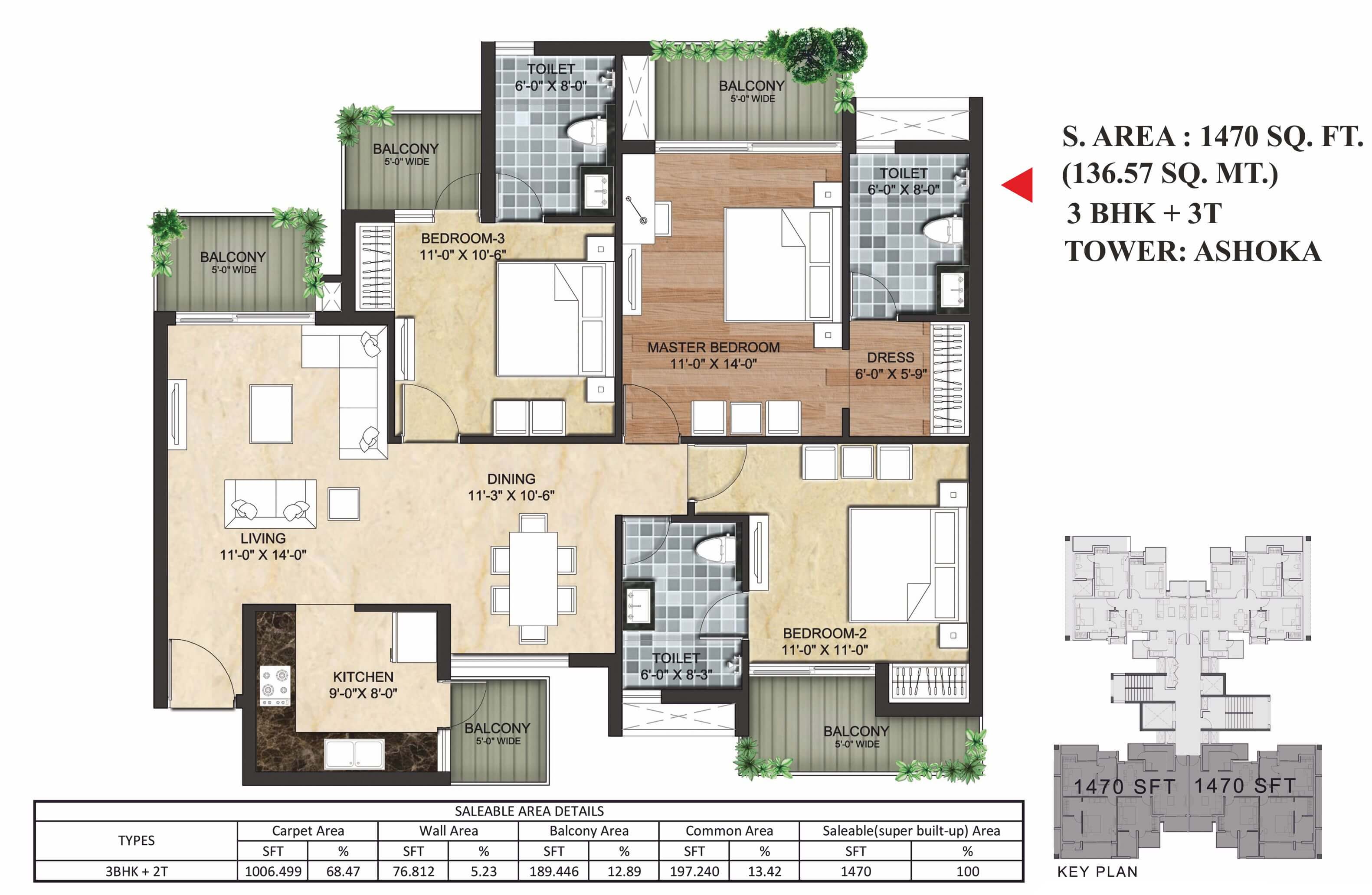 136.57 Sq.m (1470 Sq.Ft)