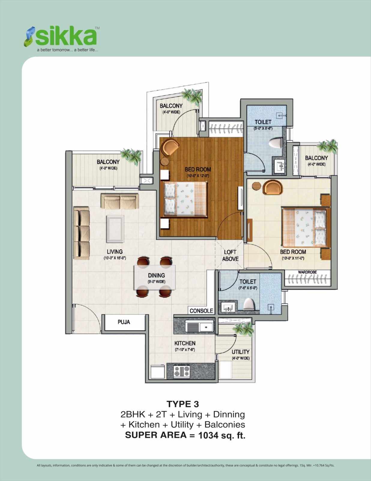 1034 Sq.ft.