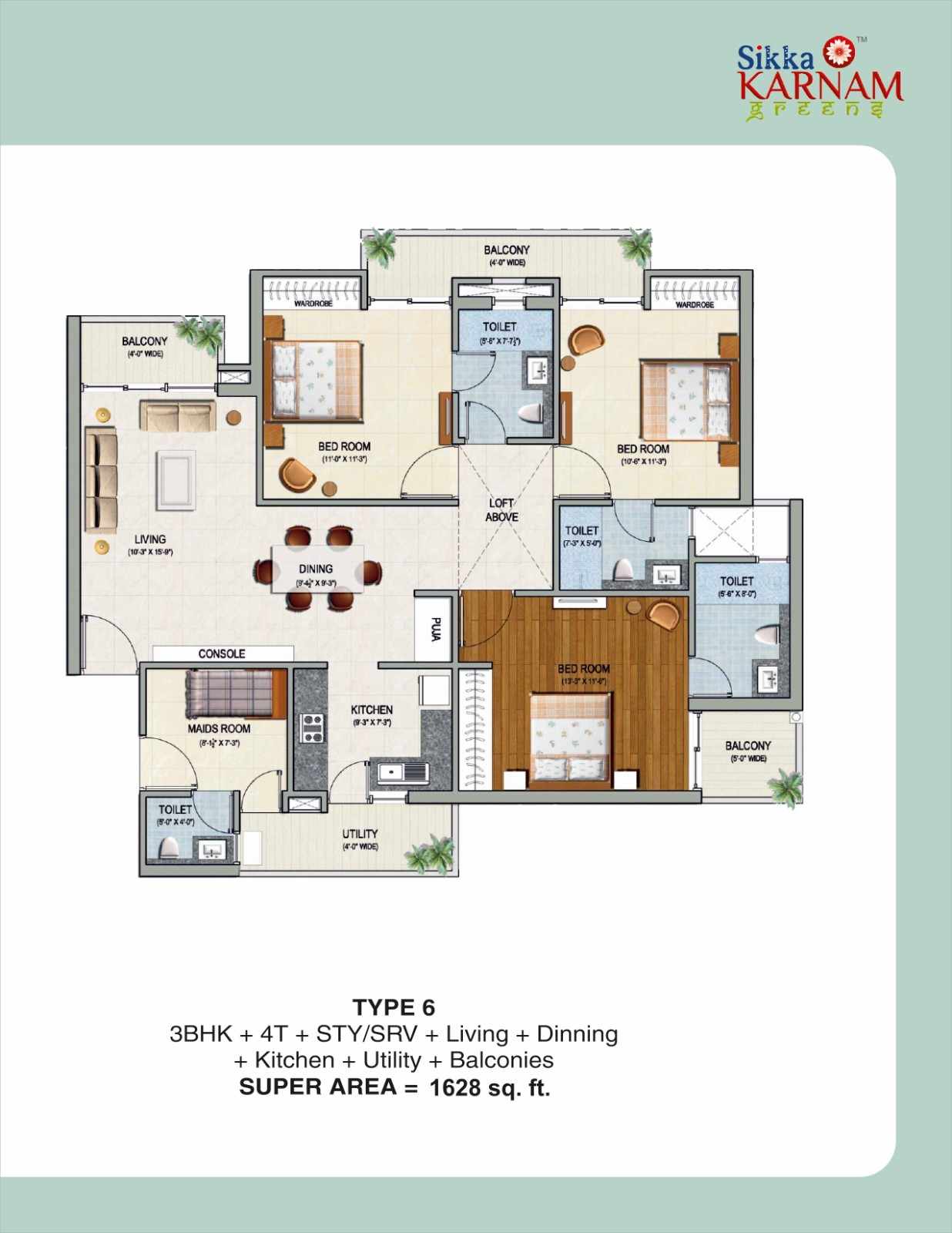 1628 Sq.ft.