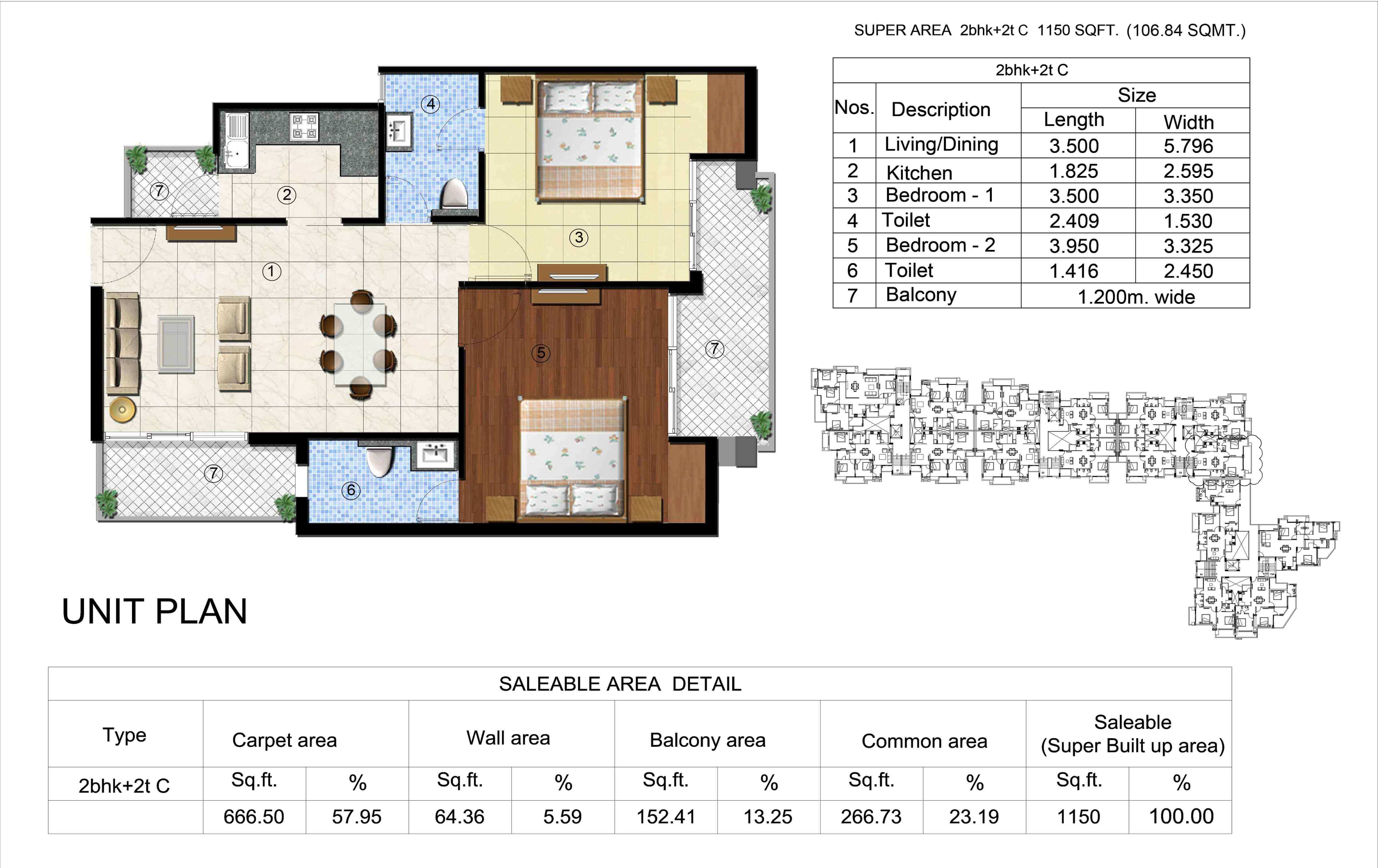 106.84 Sq.m (1150 Sq.Ft)