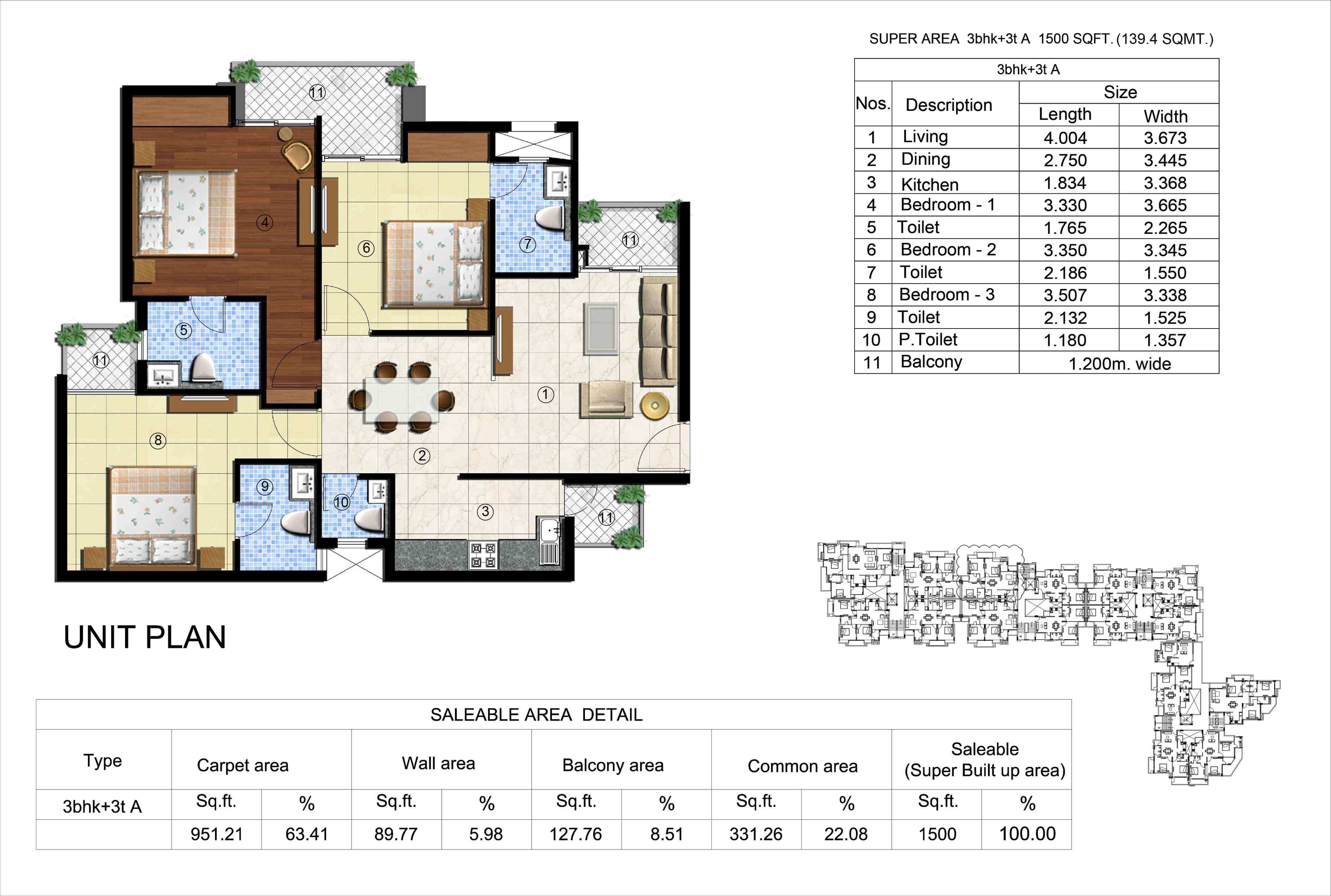 139.40 Sq.m (1500 Sq.Ft)