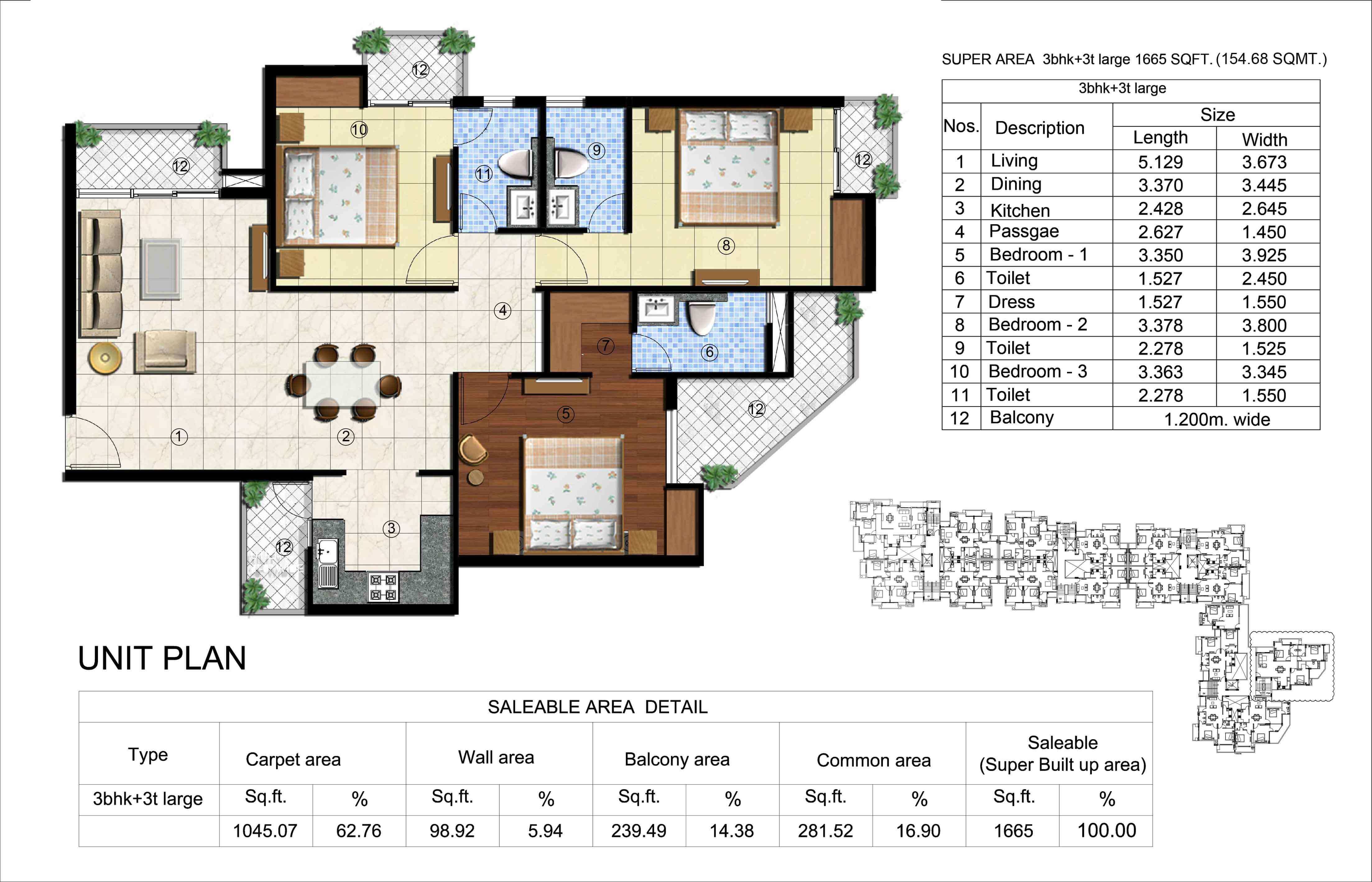 154.68 Sq.m (1665 Sq.Ft)
